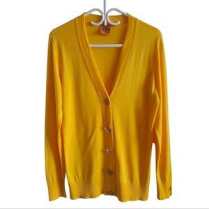 Tory Burch Yellow Simone Cotton Button-up Cardigan Size M